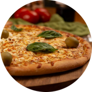 PEITO DE PERU: 32 - Peito de Peru Especial - Pizza Grande (Ingredientes: Azeitonas, Cream Cheese, Manjericão Fresco, Molho, Mussarela, Orégano, Peito de Peru)