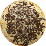 Brood: Filé ao Alho - Pizza Assada | Grande (Ingredientes: Molho de Tomate, Muçarela, Iscas de Filé, Alho, Orégano)