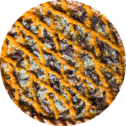 Premium: 40-Filé Com Cheddar - Pizza Pequena (Ingredientes: Molho de Tomate, Mussarela, Filé, Queijo Cheddar, Gorgonzola, Orégano)