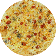 Especiais: Cinco Queijos - Pizza Grande (Ingredientes: Molho de Tomate, Mussarela, Provolone, Parmesão, Catupiry, Gorgonzola, Tomate, Azeitona, Orégano)