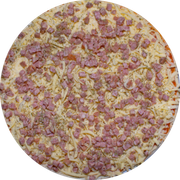 Brood: Bacon e Presunto - Pizza Pré-Assada | Grande (Ingredientes: Molho de Tomate, Muçarela, Bacon, Presunto, Orégano)