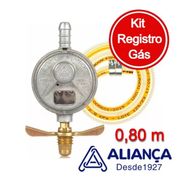 Kit Gás: Regulador de Gás Com Mangueira 504/01 Aliança, 0,80m - *Cobramos Taxa de Entrega* Contém: 01 Registro, 01 Mangueira 0,80m, 02 Abraçadeiras