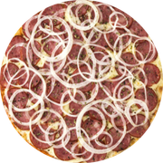 Tradicionais: Baiana - Pizza Grande (Ingredientes: Calabresa, Cebola, Molho de Tomate, Mussarela, Orégano, Pimenta Calabresa)