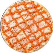 Tradicionais: Peito de Peru c/chedear - Pizza Grande (Ingredientes: Cheddar, Molho de Tomate, Mussarela, Orégano, Peito de Peru)
