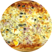 Tradicionais: Portuguesa - Pizza Grande (Ingredientes: Cebola, Molho de Tomate, Mussarela, Orégano, Ovo, Presunto)
