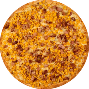 Tradicionais: francesca - Pizza Grande (Ingredientes: Cebola, Frango Desfiado, Milho Verde, Molho de Tomate, Mussarela, Orégano, Presunto)