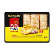 Pão de Alho: Pão de Alho Santa Massa - Bandeja de Pão de Alho - 400g (5 unidades)
