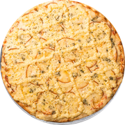 Premium: 35.Frango Louco - Pizza Grande (Ingredientes: Bacon, Catupiry, Frango Desfiado, Milho, Molho de Tomate Italiano, Mussarela)