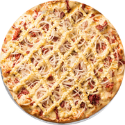 Tradicionais: 39.Peru Especial - Pizza Grande (Ingredientes: Catupiry, Cebola, Molho de Tomate Italiano, Mussarela, Peito de Peru Defumado)