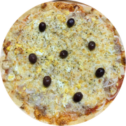 Tradicionais: Do Chef - Pizza Grande (Ingredientes: Atum, Cebola, Champignon, Mussarela, Ovo, Palmito, Presunto)
