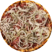 Salgadas: 12-Baiana - Pizza Pequena (Ingredientes: Calabresa Picada, Cebola, Molho de Tomate, Mussarela, Orégano, Pimenta)
