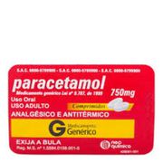Medicamentos: Paracetamol 5 comprimidos - valor referente a 5 comprimidos
