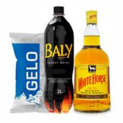 Kit´s Completo: Cavalinho Branco+Gelo+Baly - O Whisky White Horse é composto por mais de 35 maltes, uma das mais elevadas proporções de maltes nos scotch whiskies. Assim como Logan, também desenvolvido por Peter Mackie, seus principais maltes são Lagavulin, Glen Elgin e Craigellachie.