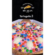 Doces: TORTUGUITA II - Pizza Doce (Ingredientes: CREME DE MORANGO, M&M