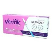 Medicamentos: Testede Gravidez - O Teste Verifik tira oferece grande sensibilidade de 25 mUI/ml garantindo um resultado mais seguro e confiável. Seu método de medição é através da urina onde a concentração de HCG é constatada