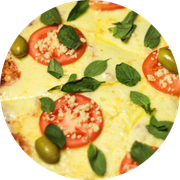 Tradicionais: 022.Marguerita - Pizza Brotinho (Ingredientes: Manjericão, Mussarela, Parmesão, Rodelas de Tomate)