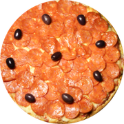 Tradicionais: 032.Pepperoni - Pizza Brotinho (Ingredientes: Azeitonas Pretas Chilenas, Mussarela, Pepperoni)