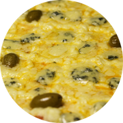 Tradicionais: 033.Quatro Queijos - Pizza Brotinho (Ingredientes: Catupiry, Gorgonzola, Mussarela, Provolone)