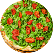 Tradicionais: 034.Rúcula 1 - Pizza Brotinho (Ingredientes: Mussarela de Búfala, Rúcula, Tomate Seco)