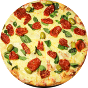 Tradicionais: 038.Tomate Seco - Pizza Brotinho (Ingredientes: Manjericão, Mussarela, Parmesão, Tomate Seco)