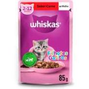 Gatos: Whiskas Sache Filhote Carne - 85gr - Sache