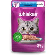 Gatos: Whiskas Sache Gatos Castrados Peixe - 85gr - Sache