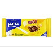 Chocolate: Barra de chocolate ao leite c/amendoin Lacta Shot - chocolate ao leite sabor amendoin