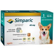 Antipulgas: Antipulgas Simparic 40 Mg (10.1 Kg a 20 Kg) - 1 Comprimido - Antipulgas