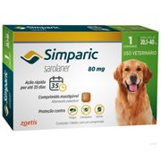 Antipulgas: Antipulgas Simparic 80 Mg (20.1 Kg a 40 Kg) - 1 Comprimido - Antipulgas