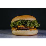 Lanches: cheese smash - Lanche tamanho P (Ingredientes: Alface, hamburguer 80 g, Maionese da Casa, pão tipo brioche, queijo tipo chedder, Tomate)