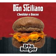 Lanches: Don Siciliano (Bacon + Cheddar) - Burger 140g (Ingredientes: Bacon, Burger Bovino, Cheddar, Queijo Prato)