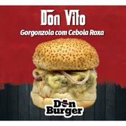 Lanches: Don Vito (Gorgonzola) - Burger 140g (Ingredientes: Burger Bovino, Cebola Roxa, Queijo Gorgonzola, Queijo Prato)