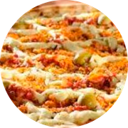 Presidenciais: 88-A Moda da Casa - Pizza Grande Redonda (8 Fatia) (Ingredientes: Molho de Tomate, Mussarela, Frango Desfiado, Presunto, Milho, Ervilha, Uva Passas, Orégano)