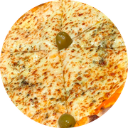 Tradicionais: Frango ao Molho - Pizza Grande (Ingredientes: Azeitona, Frango ao Molho, Mussarela, Orégano)