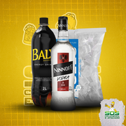 kit vodka com baly: Ninnoff Tradicional + Baly 2l + Gelo 3kg)