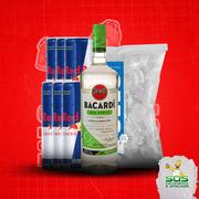 Kits de Vodka + red bull + gelo 3kg: Bacardi Big Apple 700ml + 06 Red Bull 250ml + 01 Gelo 3kg)