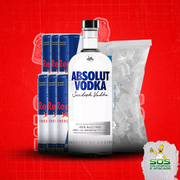 Kits de Vodka + red bull + gelo 3kg: Absolut Tradicional+ 06 Red Bull 250ml + 01 Gelo 3kg)