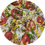 Tradicionais: Vegetariana Especial - Pizza Grande (Ingredientes: Azeitona, Champignon, Milho, Molho de Pizza, Mussarela, Orégano, Palmito, Pimentão, Tomate)