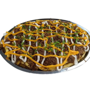 Porções: Fritas C/ Carne Seca - Grande (Ingredientes: Carne Seca, Catupiry, Cebolinha, Cheddar)