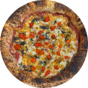 Tradicionais: Provolone & Alecrim - Pizza Individual (Ingredientes: alecrim no azeite, Molho da Casa Com Tomates Pelados, pimenta biquinho, Provolone)