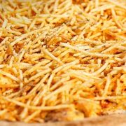 Presidenciais: 52-Strogonoff de Carne - Pizza Grande Quadrada (16 Fatias) (Ingredientes: Molho de Tomate, Mussarela, Carne em Cubos, Champignon, Molho Branco, Batata Palha, Orégano)
