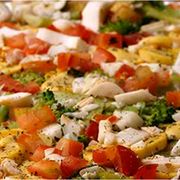 Tradicionais: 07-Vegetariana - Pizza Grande Quadrada (16 Fatias) (Ingredientes: Molho de Tomate, Mussarela, Ovos, Palmito, Tomate, Milho, Pimentão, Orégano, Cebola)