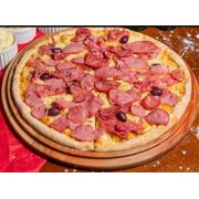 Especiais 1: 46.Da Nona - Pizza Grande (Ingredientes: Molho da Casa, Palmito, Mussarela, Calabresa, Milho, Azeitona)