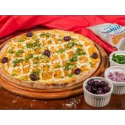 Especiais 1: 60.Frangolino - Pizza Grande (Ingredientes: Molho da Casa, Frango Desfiado, Mussarela, Cream Cheese, Cebolinha, Azeitona)