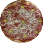 Variadas: 09-Calabresa - Pizza Grande (Ingredientes: Azeitona, Calabresa Fatiada, Cebola, Molho de Tomate, Orégano)