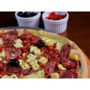 Especiais 1: 48.Pimenta Paulista - Pizza Grande (Ingredientes: Molho da Casa, Calabresa, Mussarela, Queijo Coalho, Pimenta Biquinho, Azeitona)