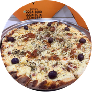 Especiais: Alemã - Pizza Grande (Ingredientes: Bacon, Cebola, Cobertura Catupiry, Molho de Tomate, Mussarela)
