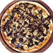 Premium: Filé BBQ - Pizza Média (Ingredientes: BBQ, Cebola, Filé Mignon, Molho, Muçarela, Orégano)