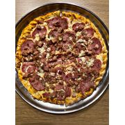 Especiais: Calabresa c/ Bacon - Pizza Grande (Ingredientes: Bacon, Calabresa, Molho, Mussarela, Orégano)