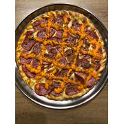 Especiais: Calabresa c/ Cheddar - Pizza Grande (Ingredientes: Calabresa, Cheddar, Molho, Mussarela, Orégano)